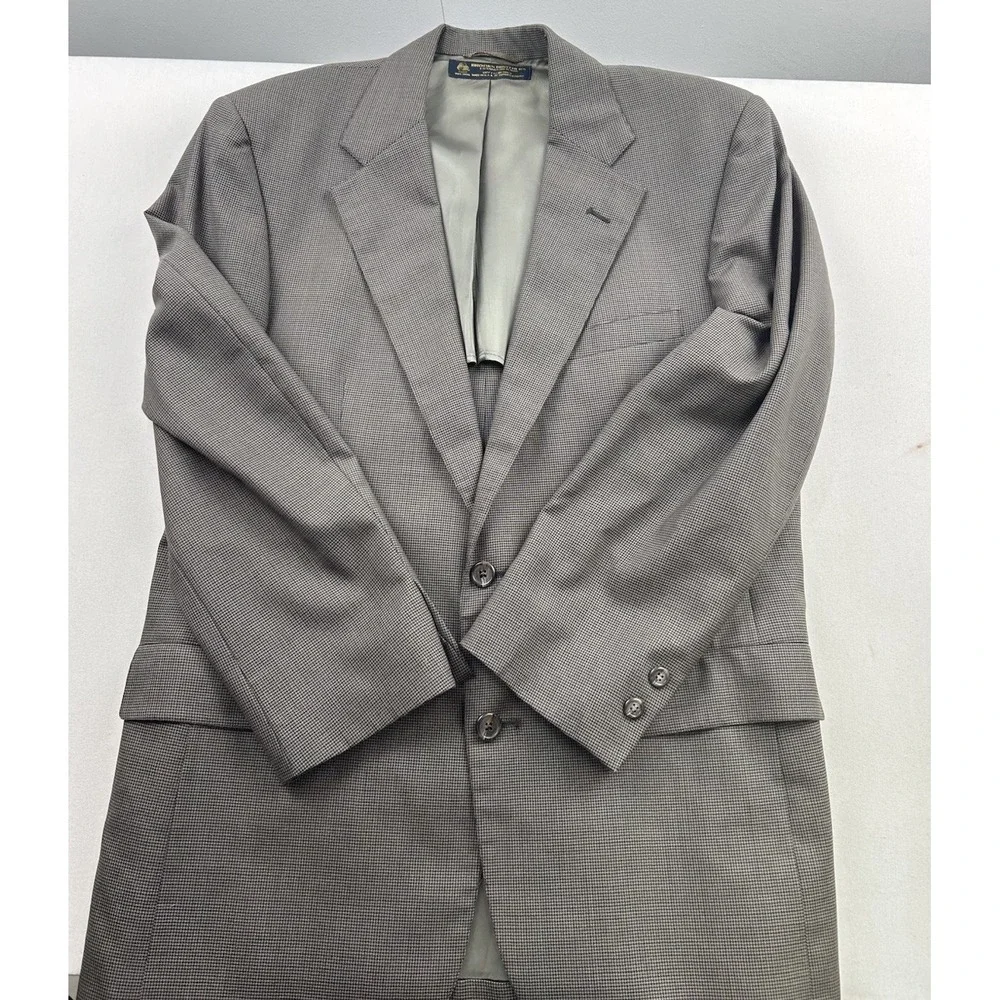 Brooks Brothers  Men's 40R‎ Brown Houndstooth Wool Blazer Jacket Sport Coat USA